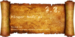 Hinger Noémi névjegykártya